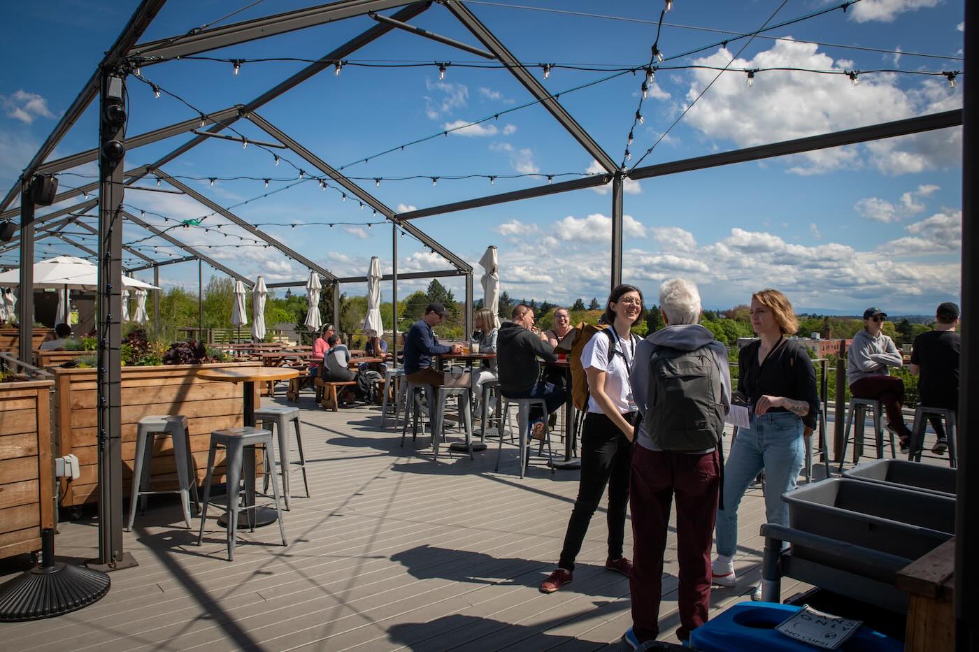Photo of people on the venue roof deck